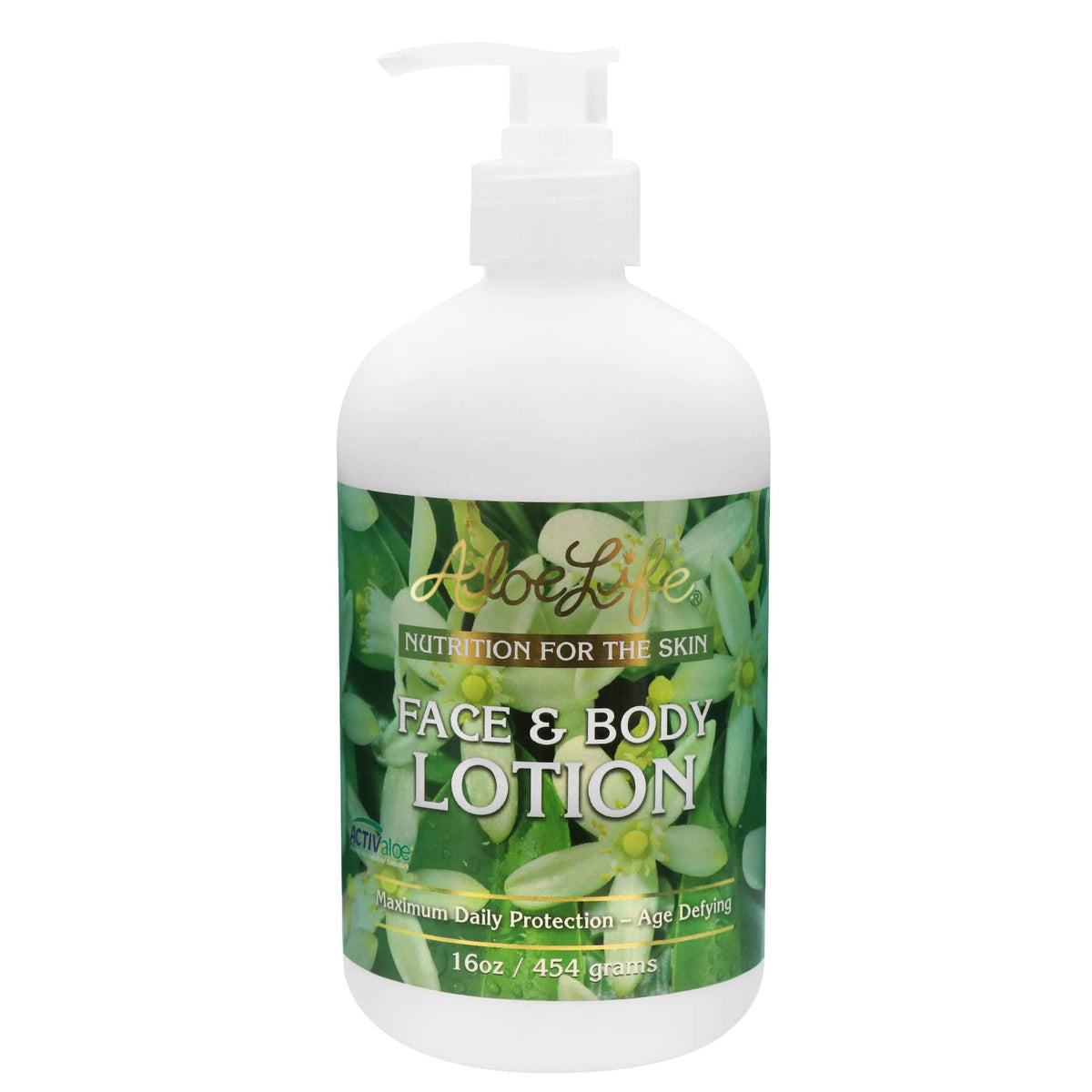 Aloe Life front label on 16 oz bottle showing product name and grapefruit scent benefit