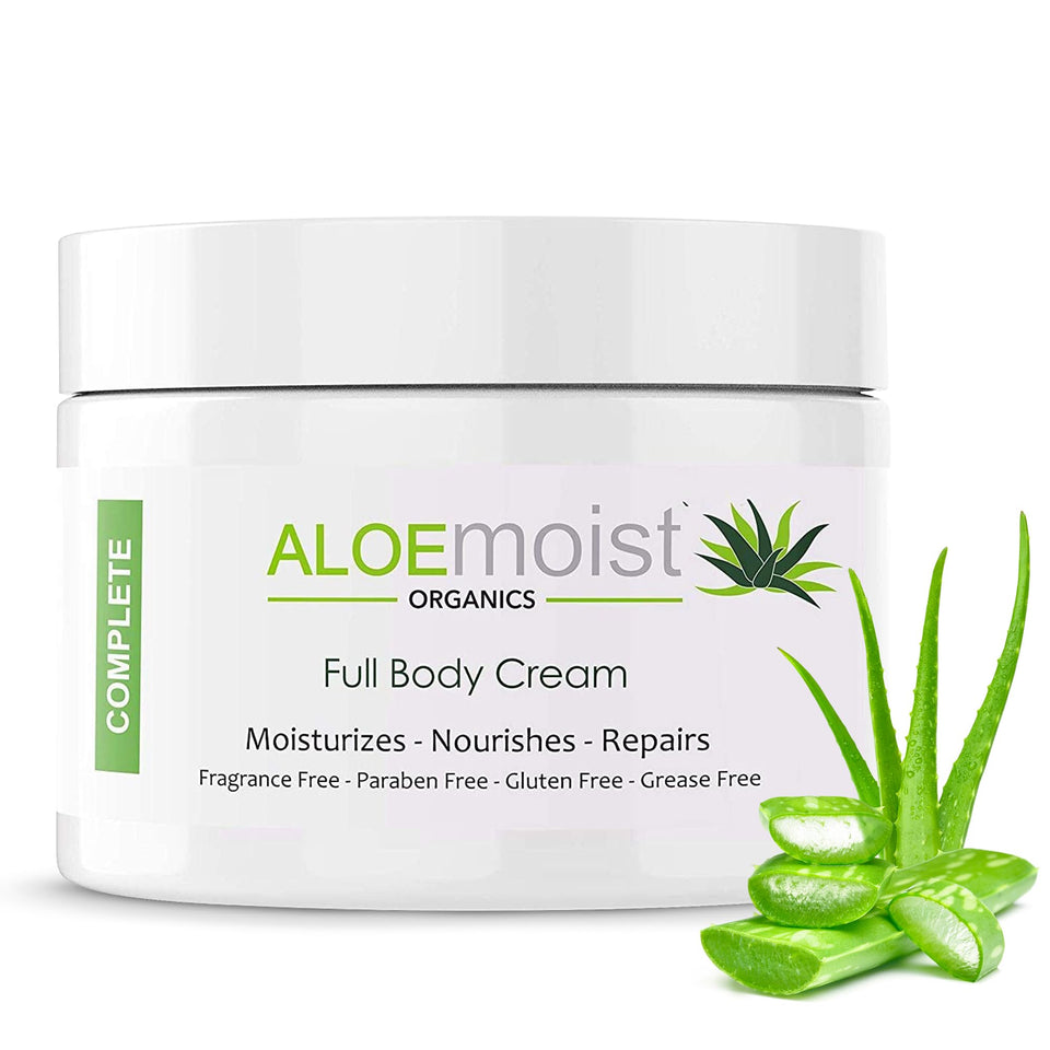 AloeMoist front jar packaging showing natural ingredients and soothing benefit