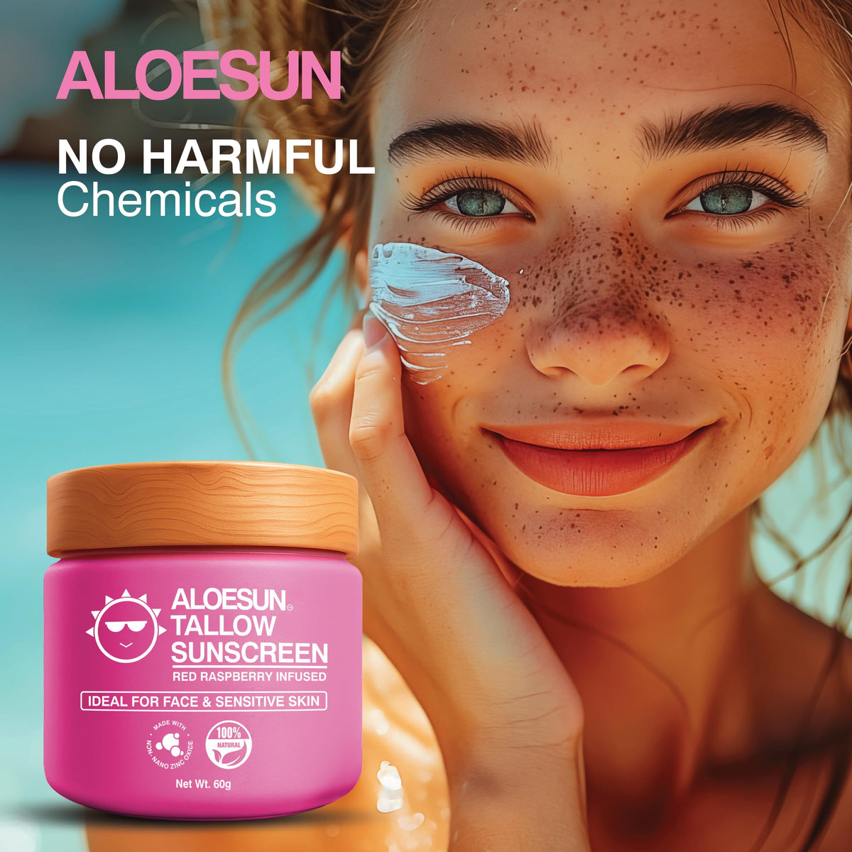 ALOESUN applied on forearm showing even spread and lightweight finish for daily sun protection