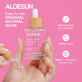 ALOESUN close-up of clear dropper texture absorbing quickly for convenience