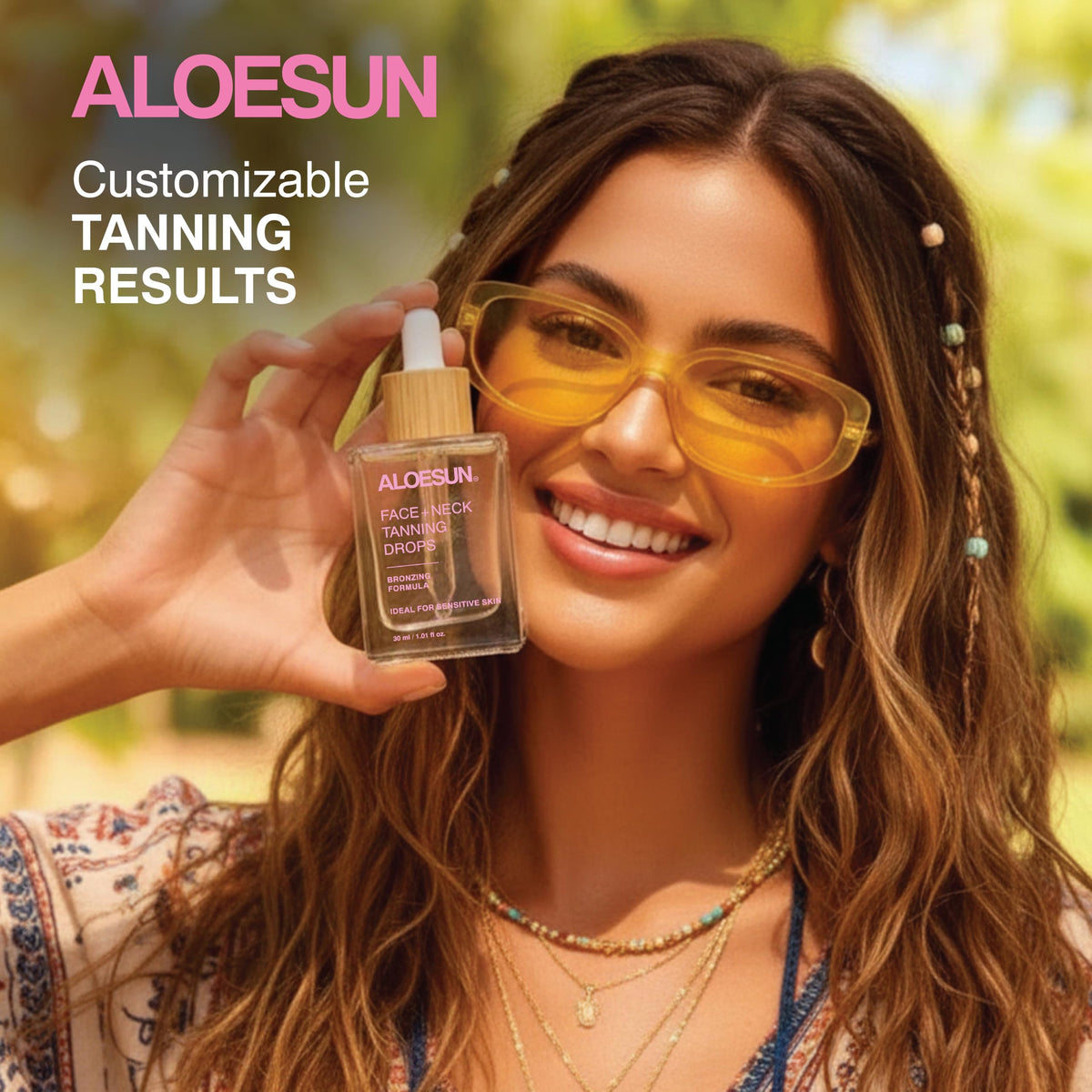 ALOESUN droplet mixing with moisturizer for customizable shade control