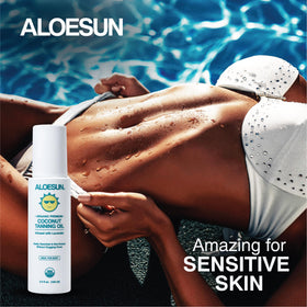 ALOESUN oil texture on skin highlighting fast absorption and non-greasy finish