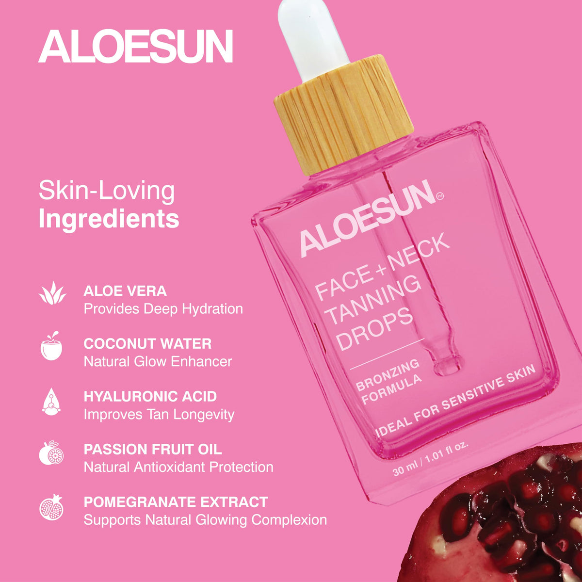 ALOESUN bottle next to travel pouch showing portable size for trips