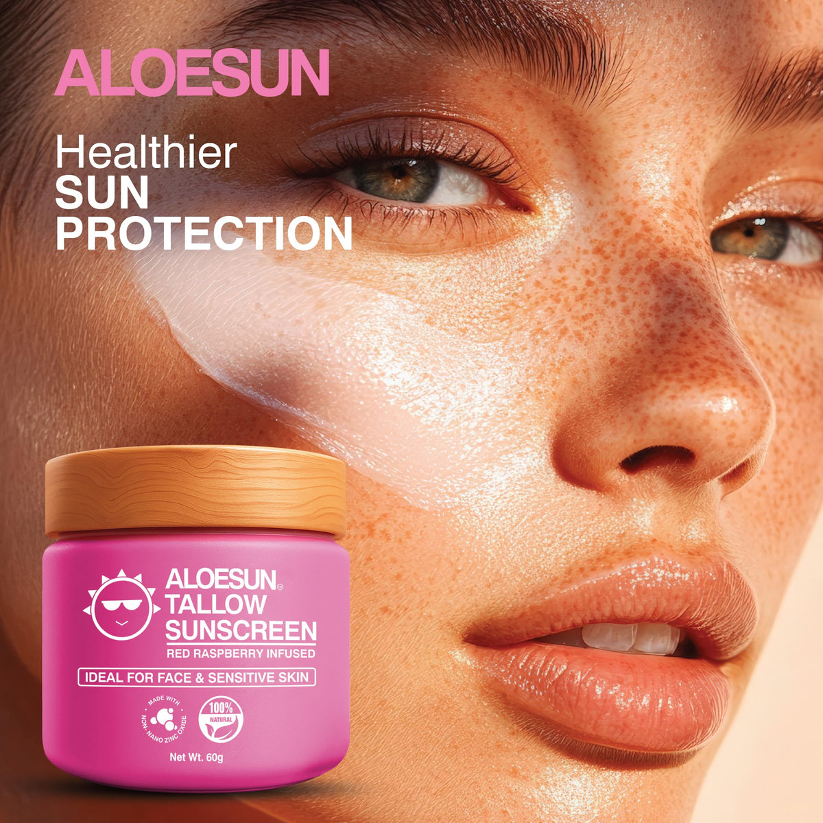 ALOESUN cream texture close-up demonstrating smooth, non-greasy blend for quick absorption