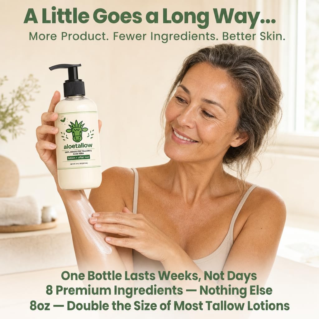 AloeTallow lotion on hand illustrating instant moisturization and soothing feel