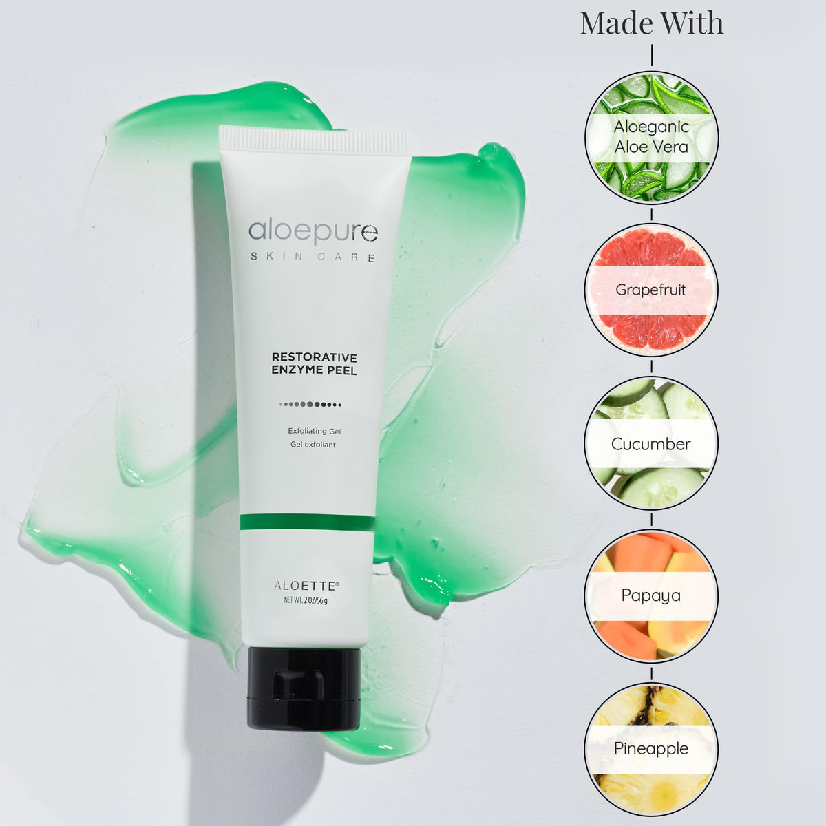 Aloette 2 oz tube held in hand for scale and travel-friendly convenience