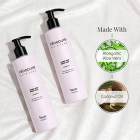 Applying Aloette on hands to demonstrate hydration and non-greasy feel
