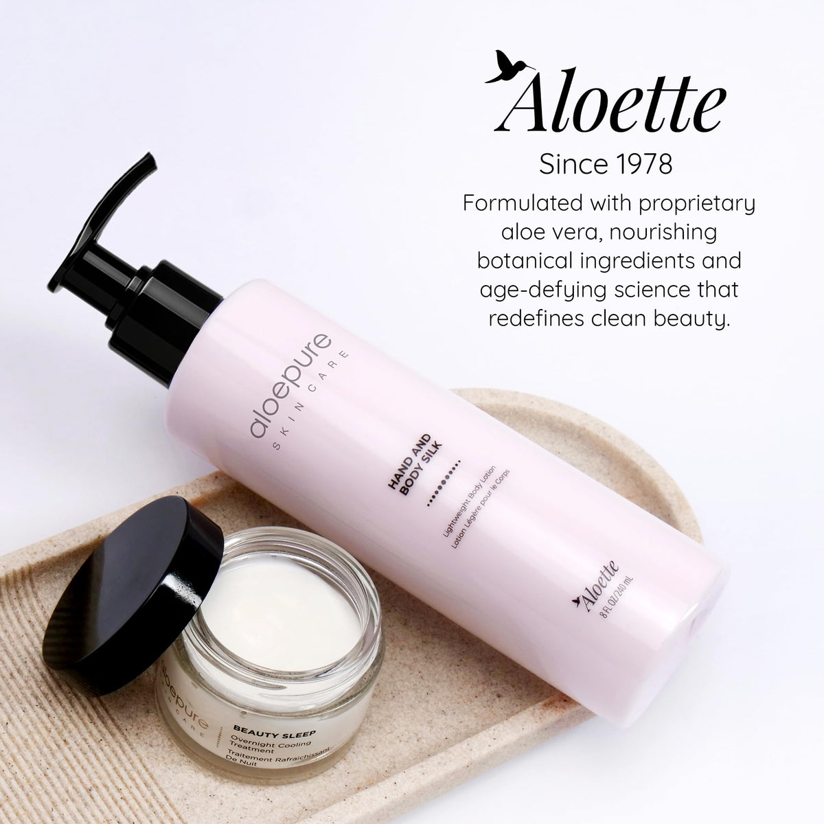 Aloette on bathroom vanity in lifestyle setting for daily routine benefit