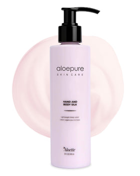 Aloette front pump bottle showing label and easy dispensing benefit