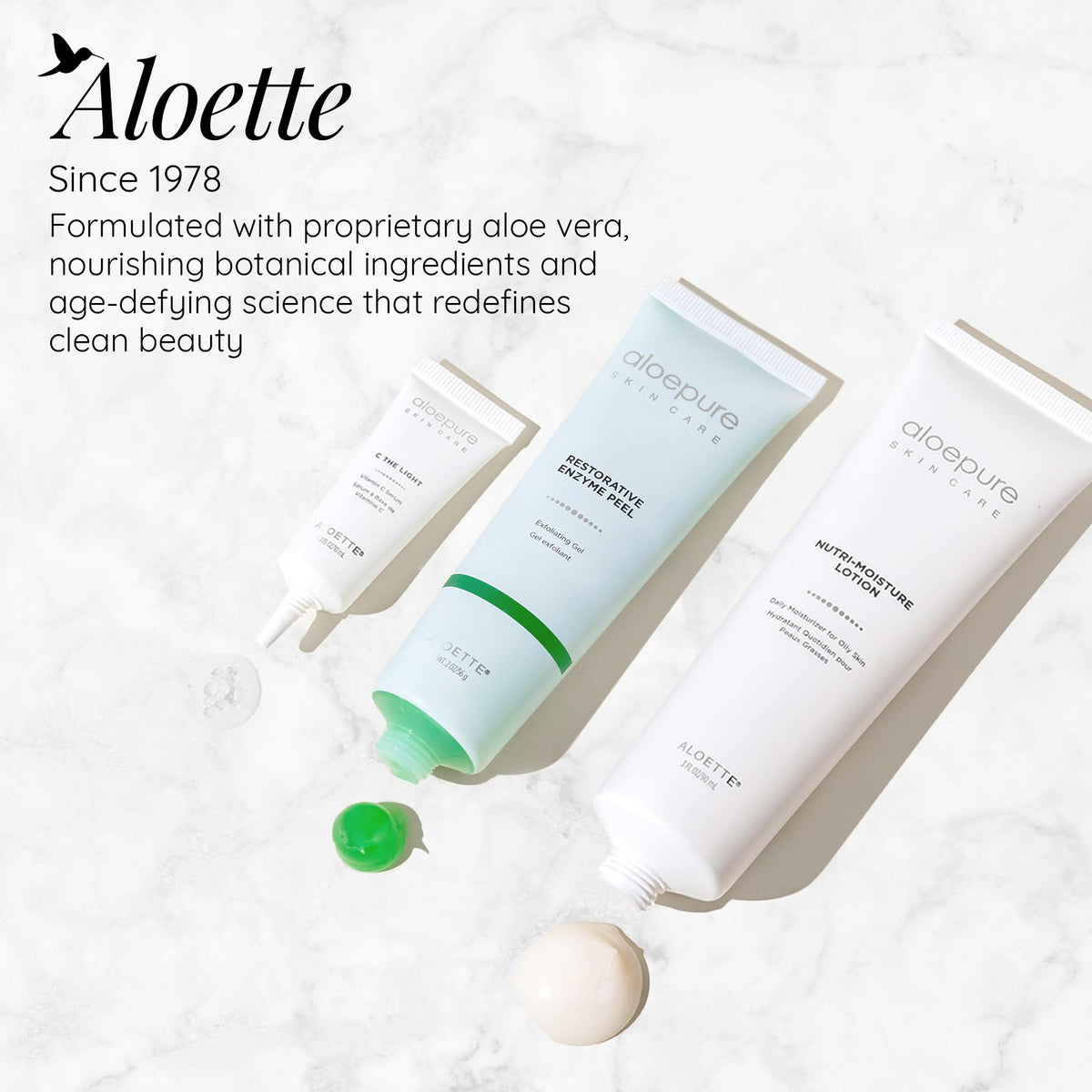 Aloette product displayed on bathroom shelf evoking routine-ready skin glow