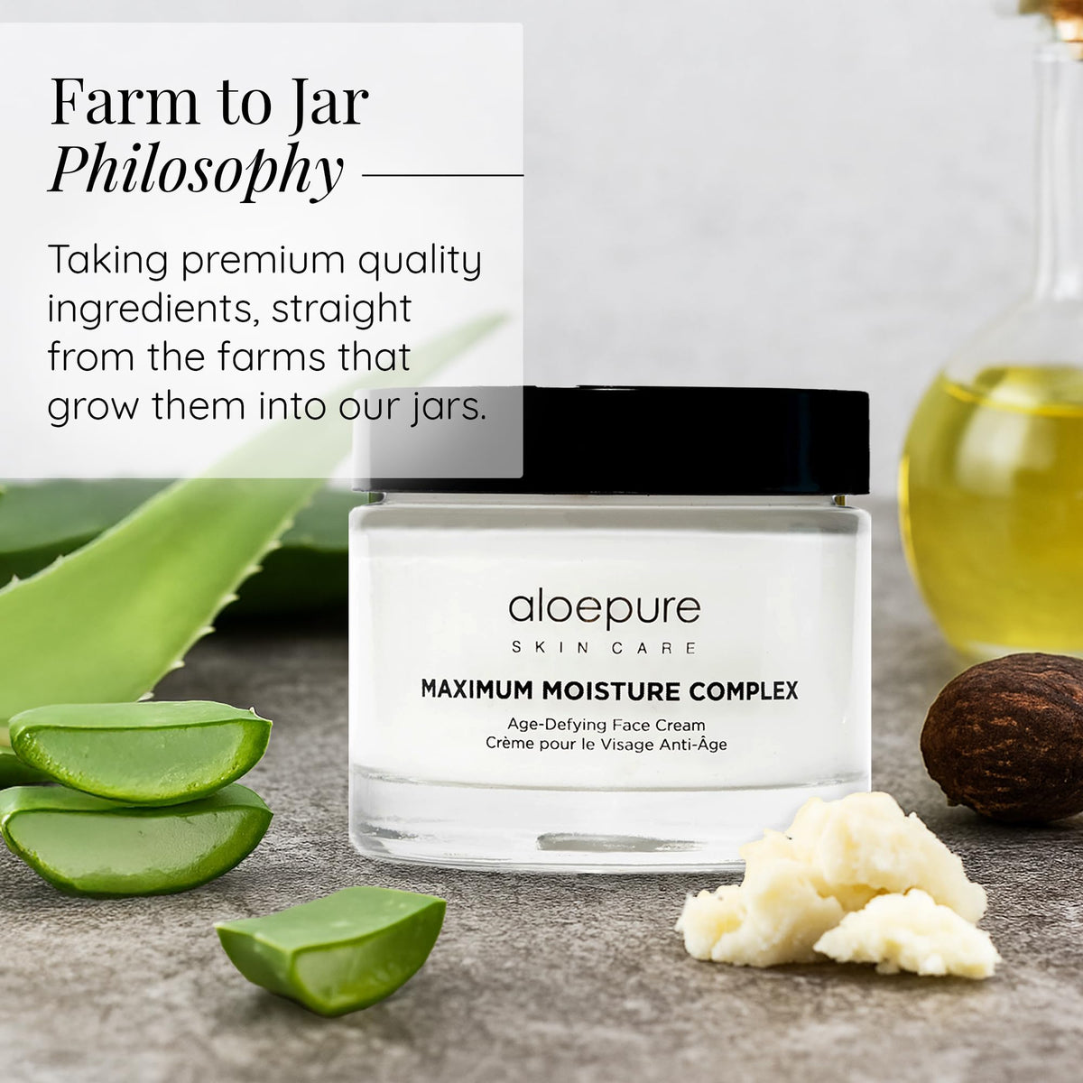 Aloette moisturizer dabbed on hand demonstrating smooth spreadability