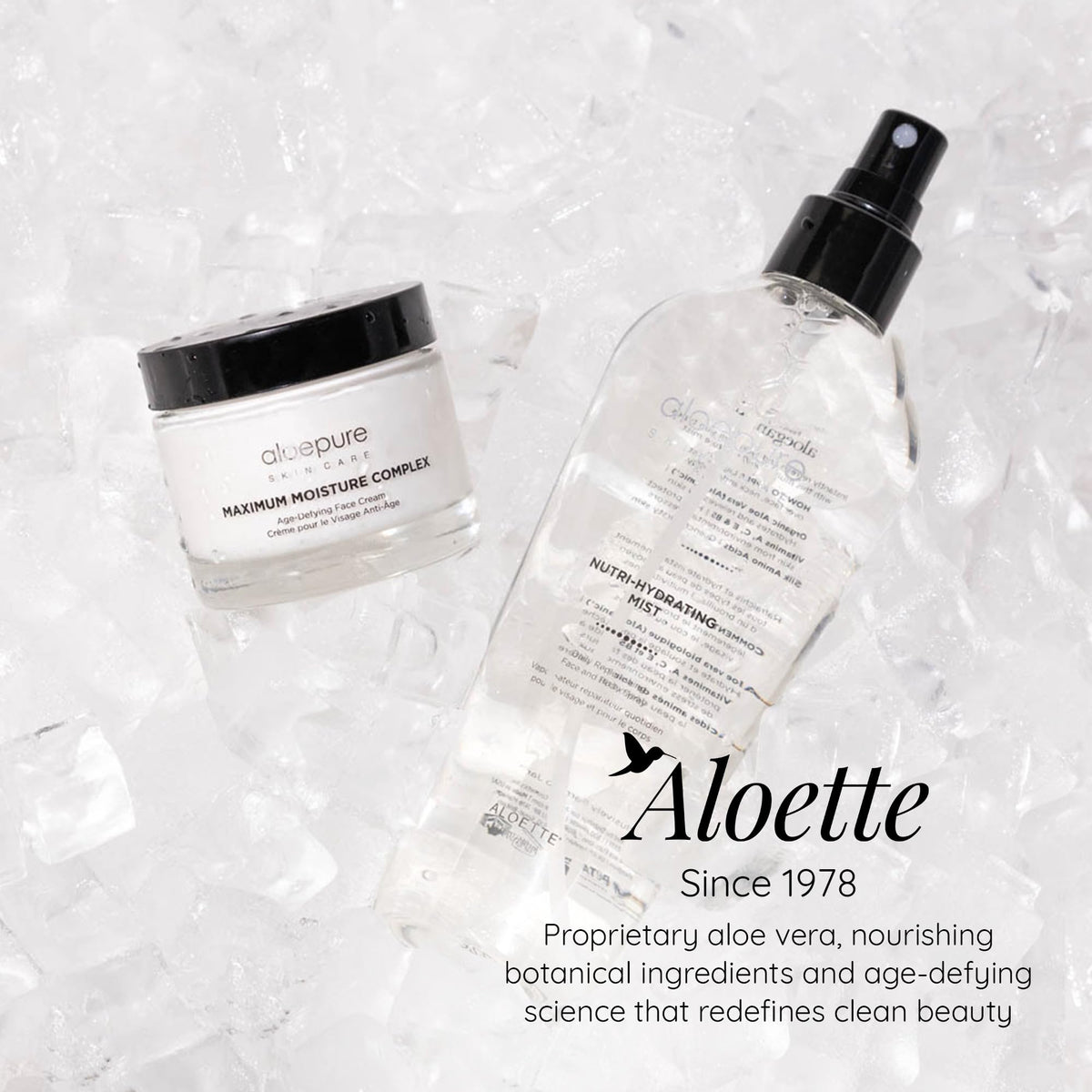 Aloette jar on bathroom shelf styled to show daily skincare routine