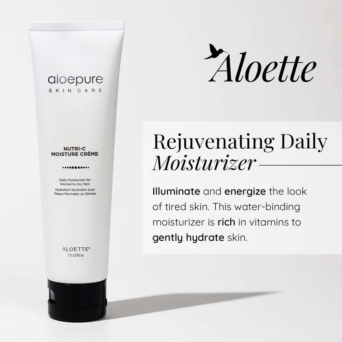Aloette Nutri-C creamy texture close-up illustrating smooth, fast-absorbing formula