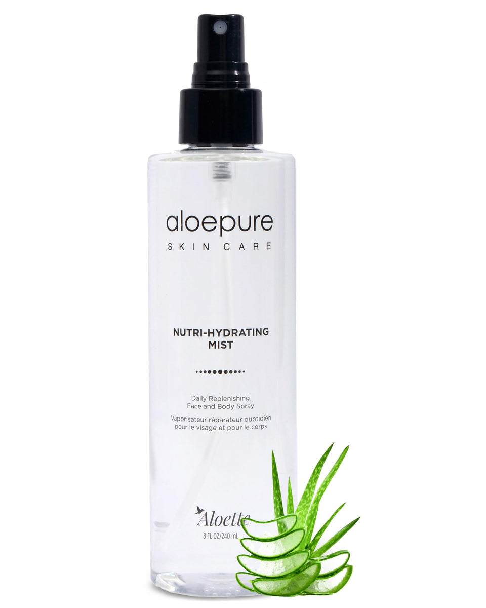 Aloette front packaging showing 8oz bottle and product labeling for hydration