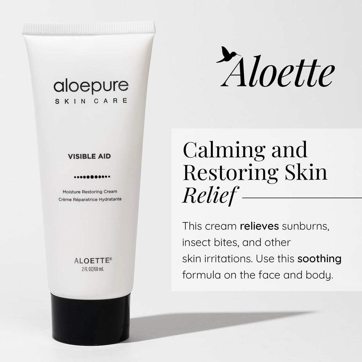 Aloette Visible Aid cream texture close-up highlighting lightweight aloe-based hydration