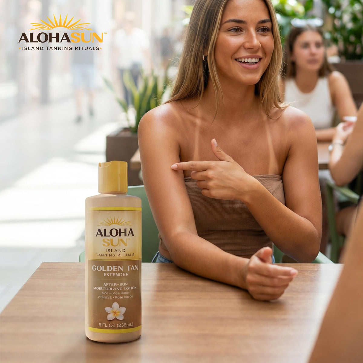 Aloha Sun lotion on hand demonstrating easy spread and quick absorption