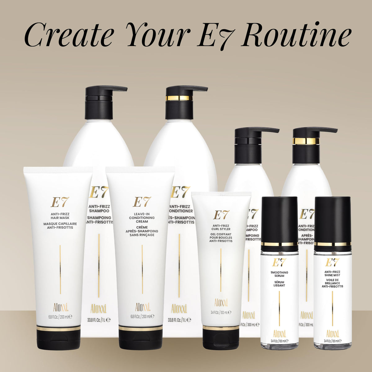 ALOXXI E7 on bathroom counter with towel and brush, suggests everyday styling and shine