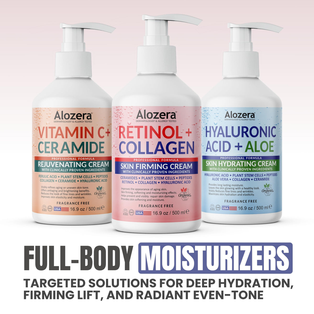 Alozera botanical ingredients flatlay emphasizing organic plant-powered benefits
