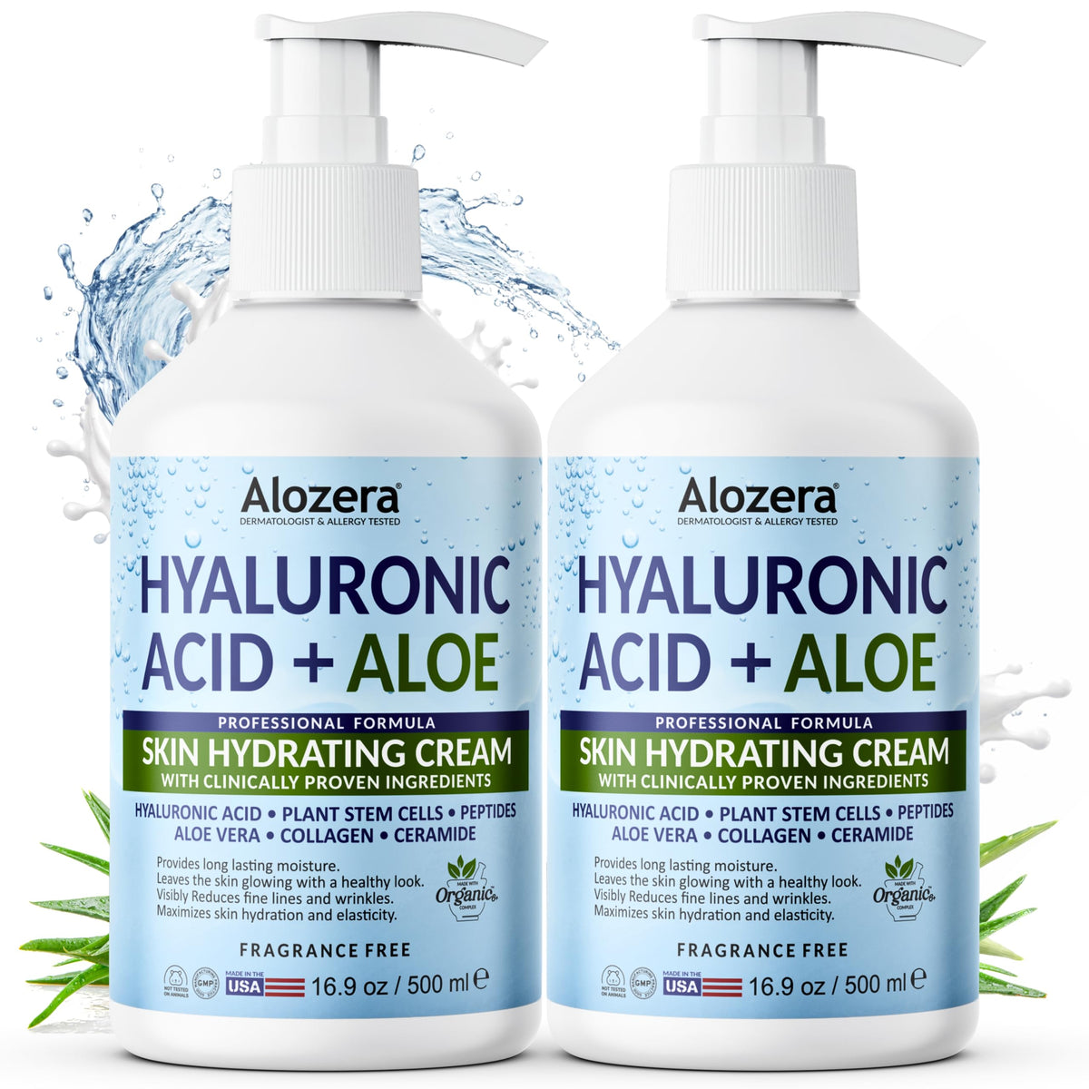 alozera front packaging showing 16.9 oz bottle and clean design for hydration