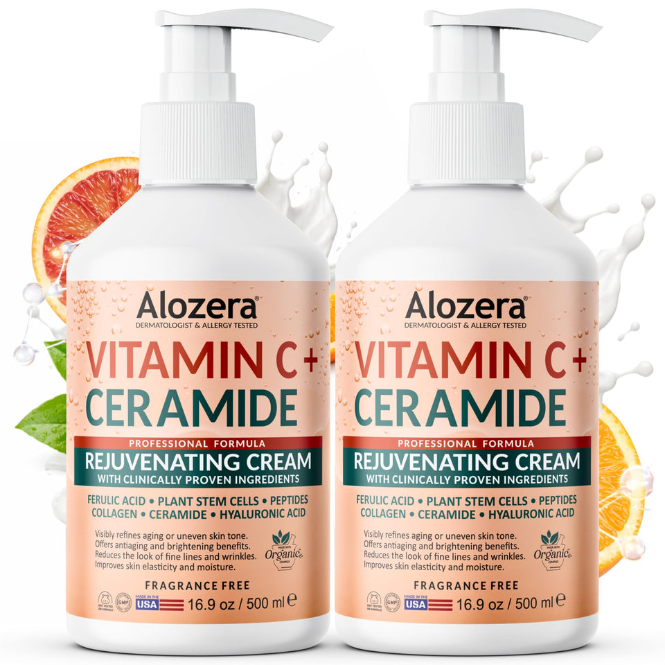 Alozera front packaging showing 16.9 fl oz two-pack and clear product benefits