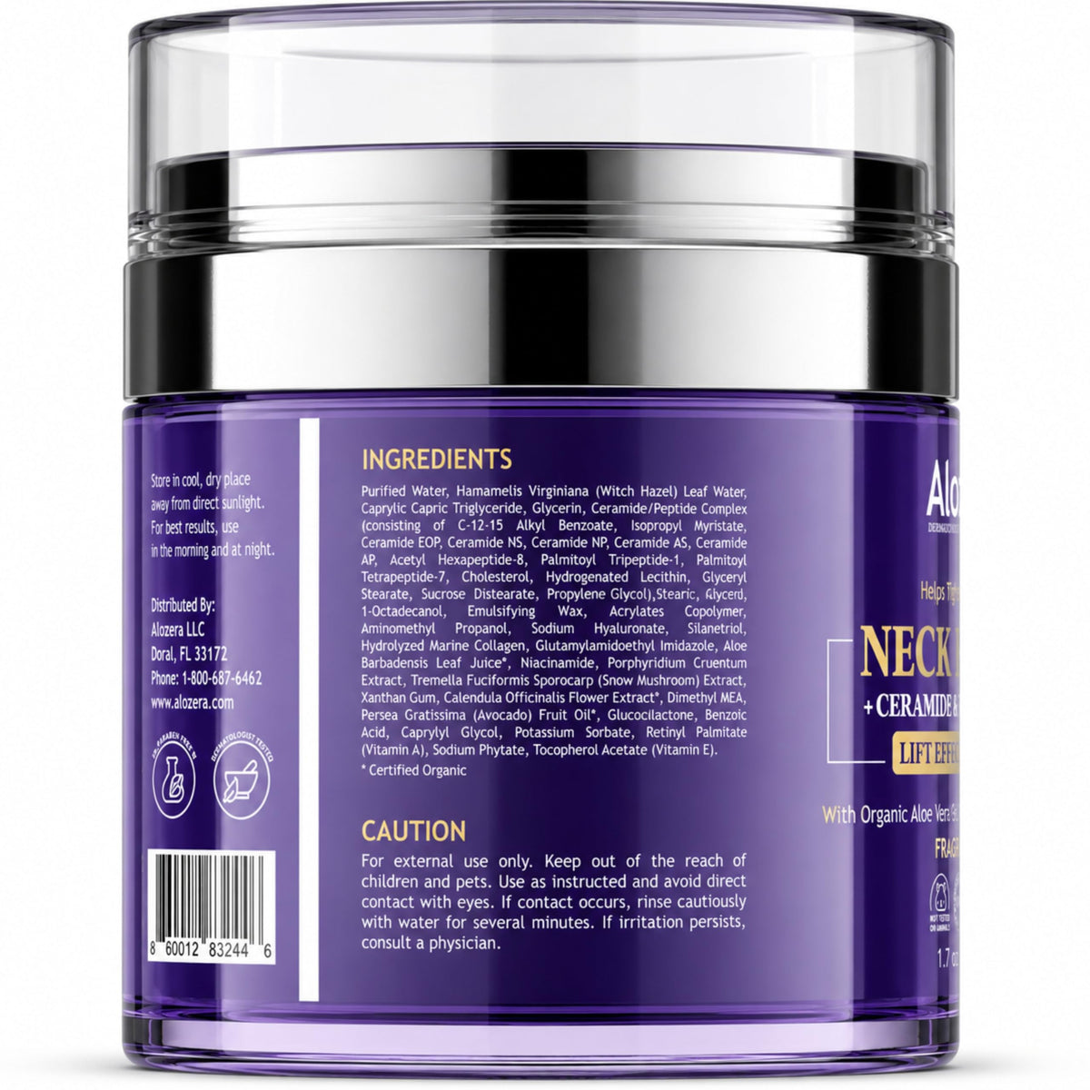 Alozera jar and cap detail showing quality packaging benefit