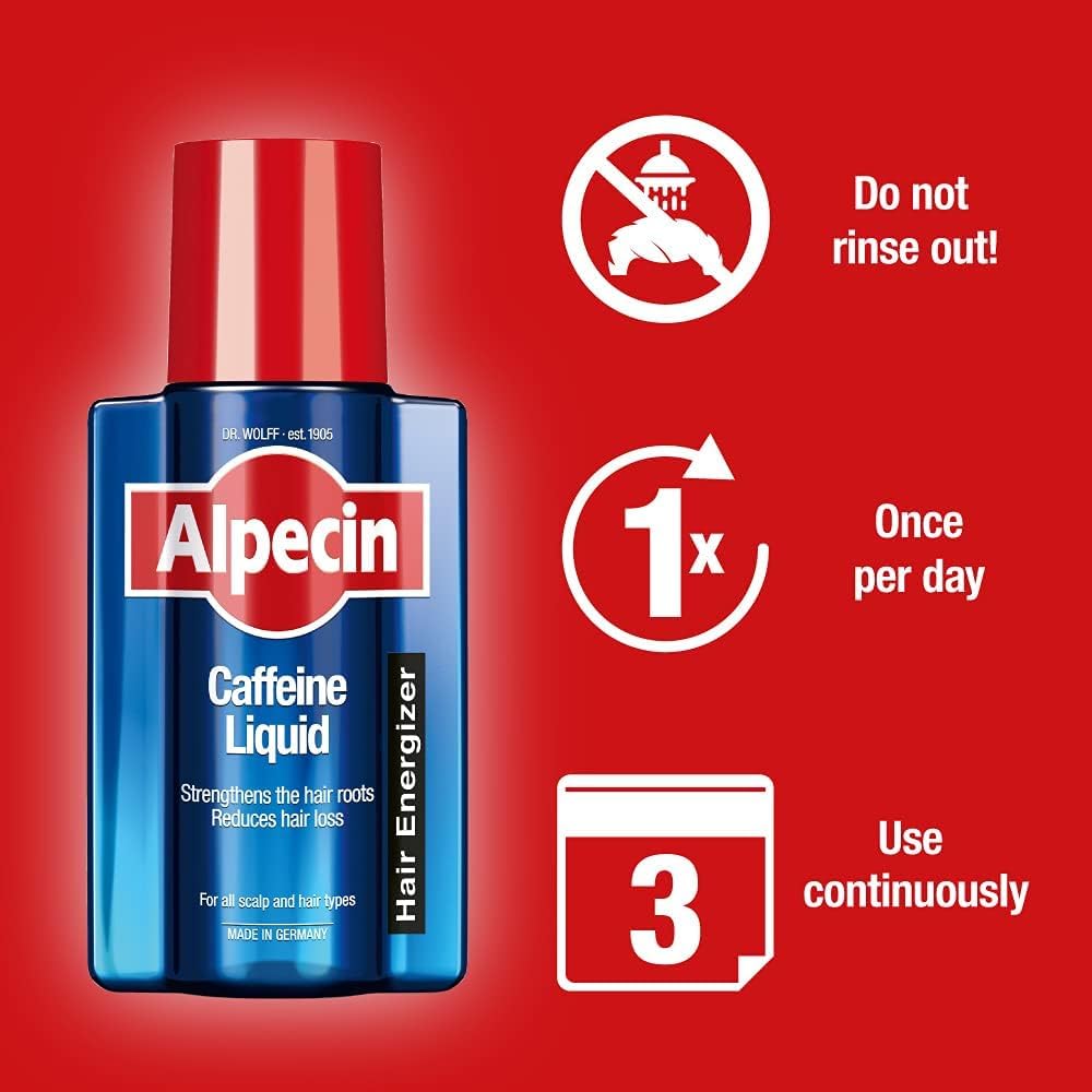 Alpecin bottles beside ruler to show actual product size