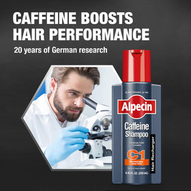 Alpecin back label with ingredients list and usage directions displayed