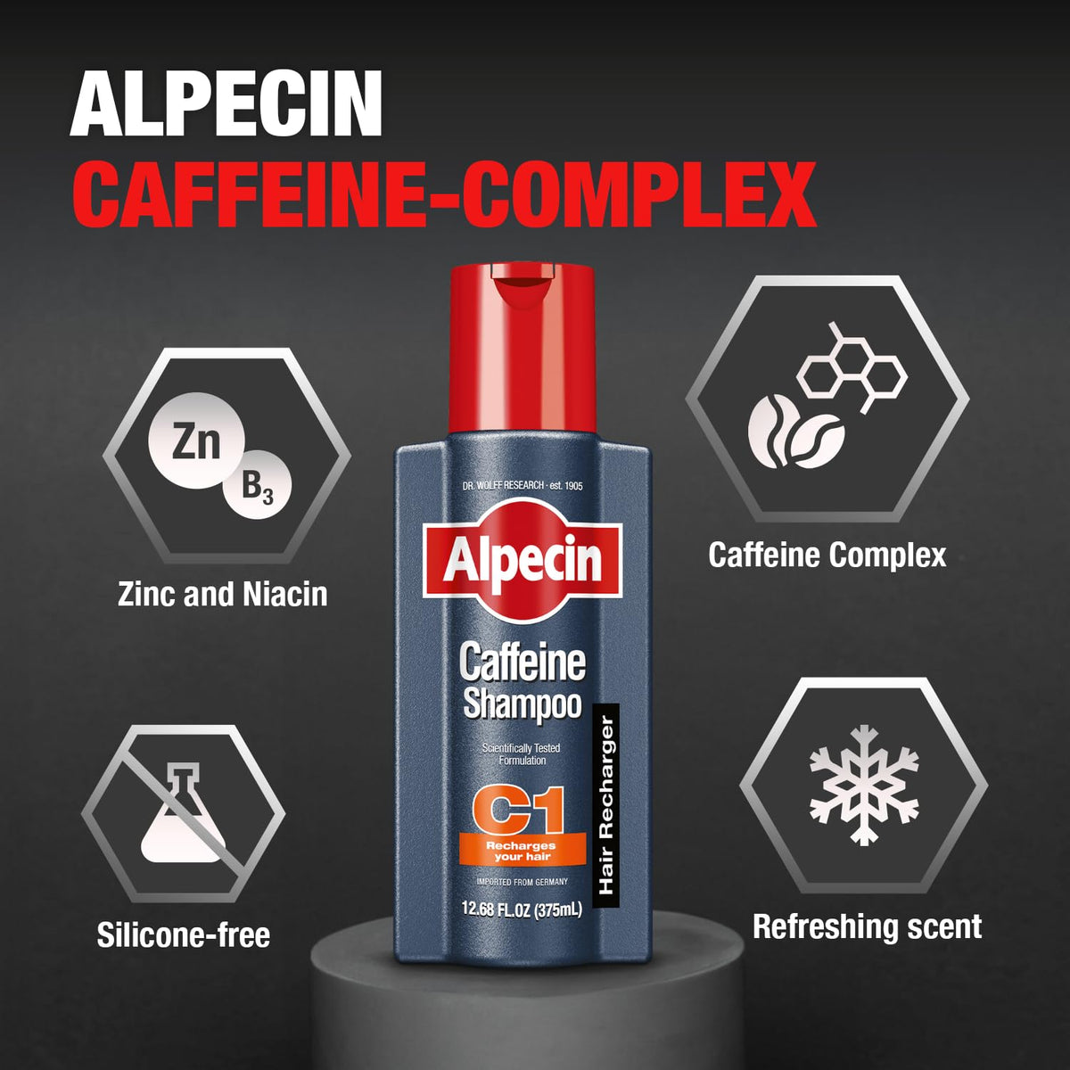 Alpecin C1 back label close-up listing ingredients and usage directions for informed use