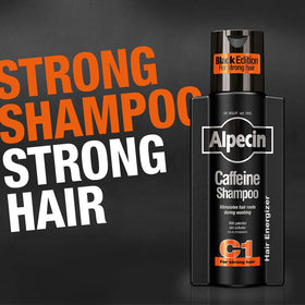 Alpecin C1 on bathroom shelf lifestyle shot conveying daily routine benefit