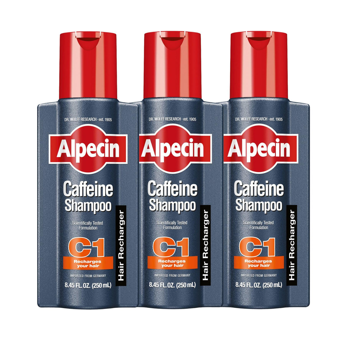 Alpecin bottle front packaging showing brand and product benefits