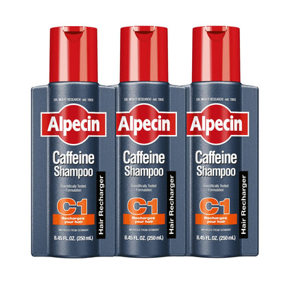 Alpecin bottle front packaging showing brand and product benefits