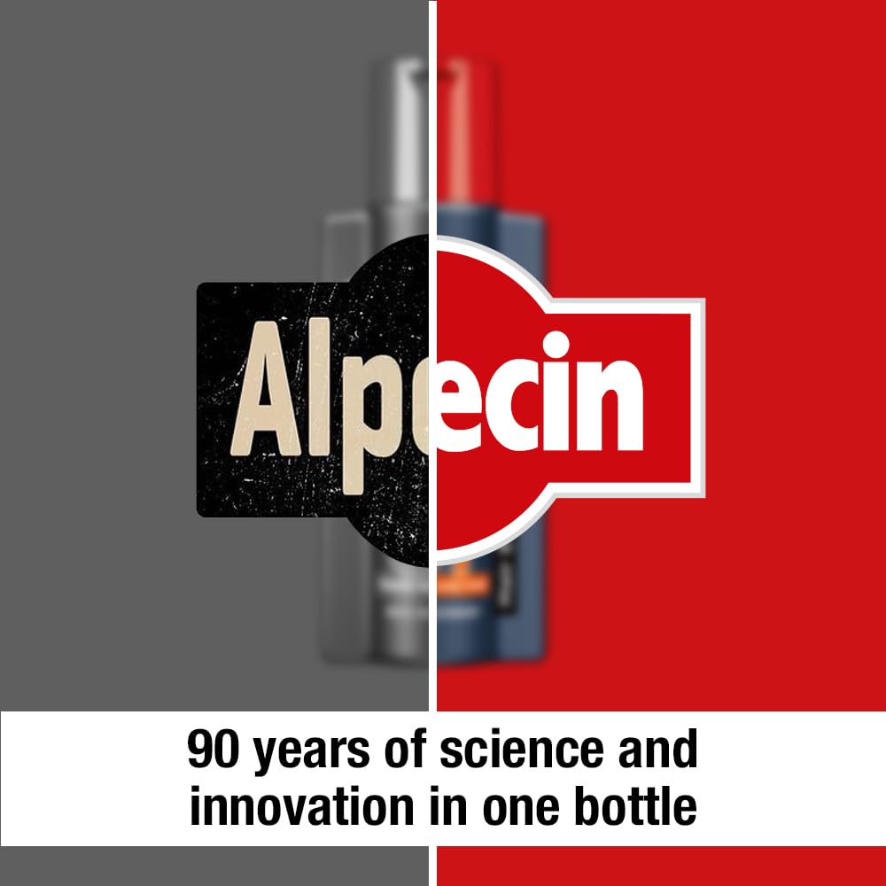 Alpecin C1 lifestyle bathroom shelf display conveying daily grooming convenience