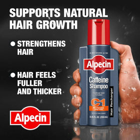 Alpecin shampoo label close-up highlighting ingredient information