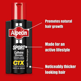 Alpecin CTX sport pumped foam on hand demonstrating easy application benefit