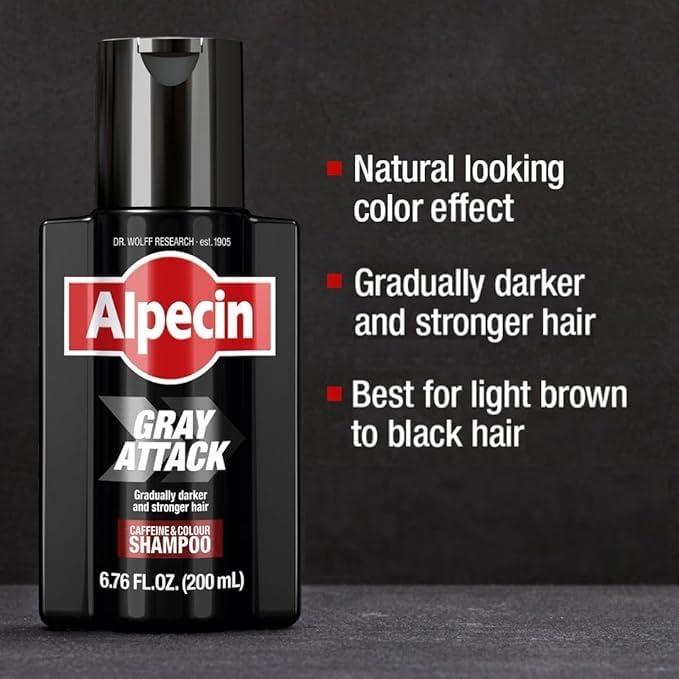 Close-up of Alpecin label and pump highlighting usage instructions