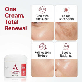 Alpha cream on fingertips demonstrating easy application and hydration