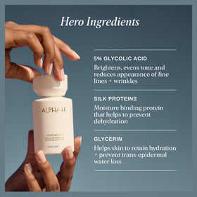 Alpha-H applying treatment to hands showing quick absorption and smooth finish