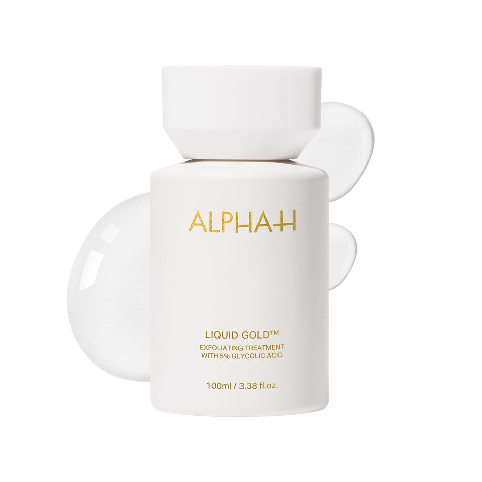 Alpha-H front packaging showing bottle and brand, highlights professional results
