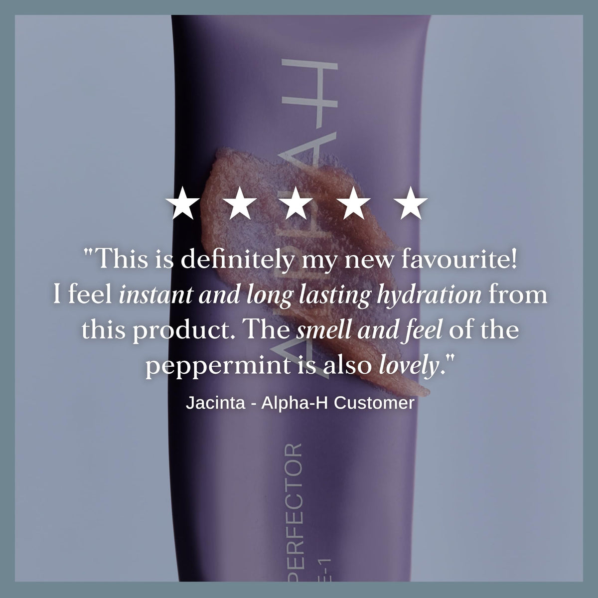 Alpha-H open cap revealing balm tip, highlights easy access and control