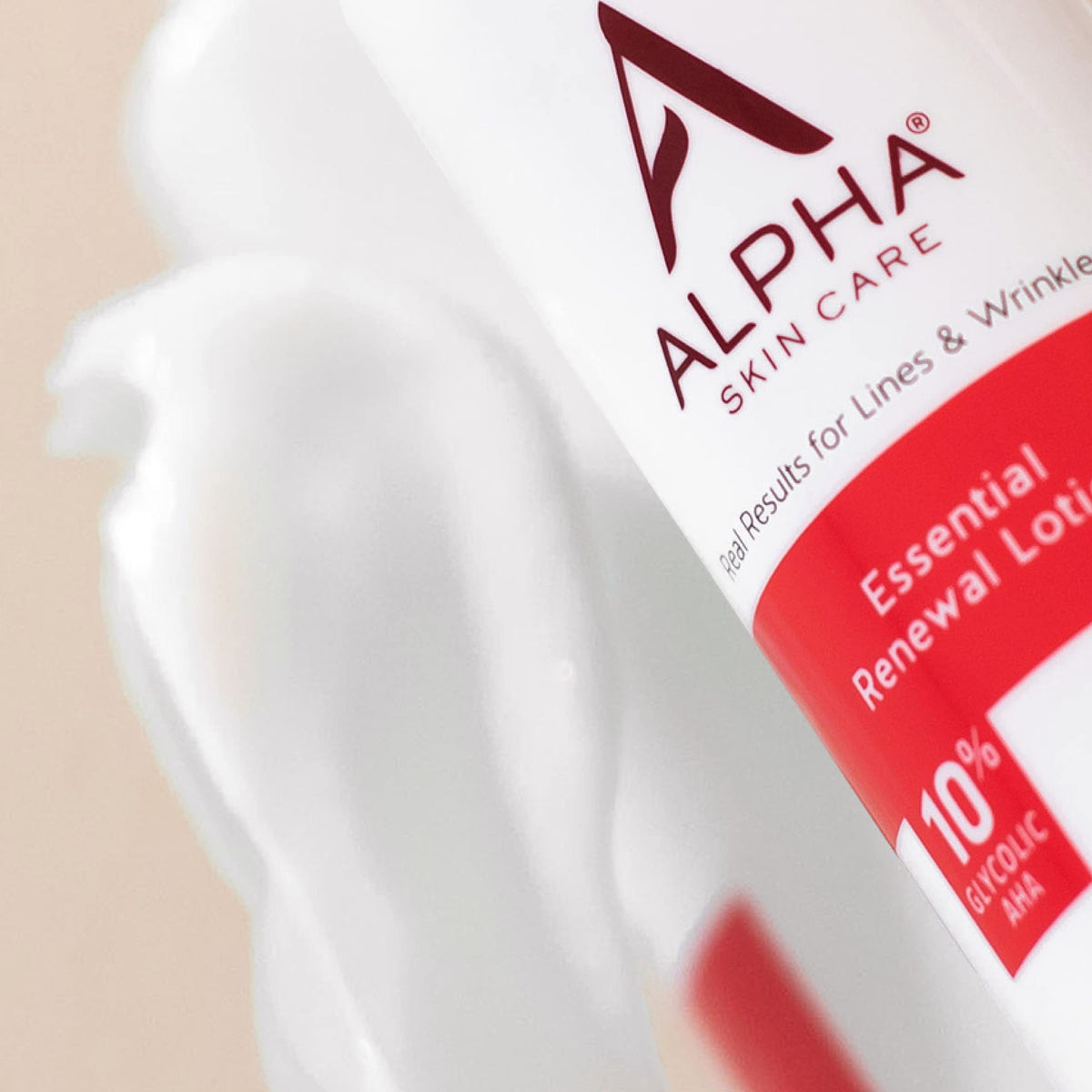 Alpha lotion texture close-up highlighting smooth consistency and absorption benefit