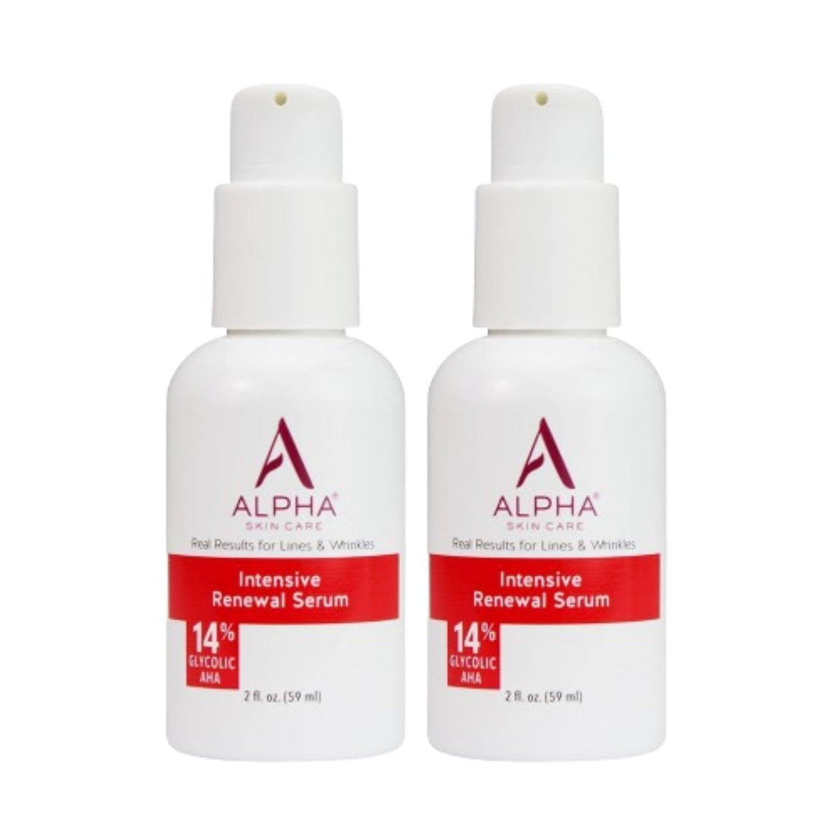 Alpha front packaging showing bottle and pack, highlights clean anti-aging design