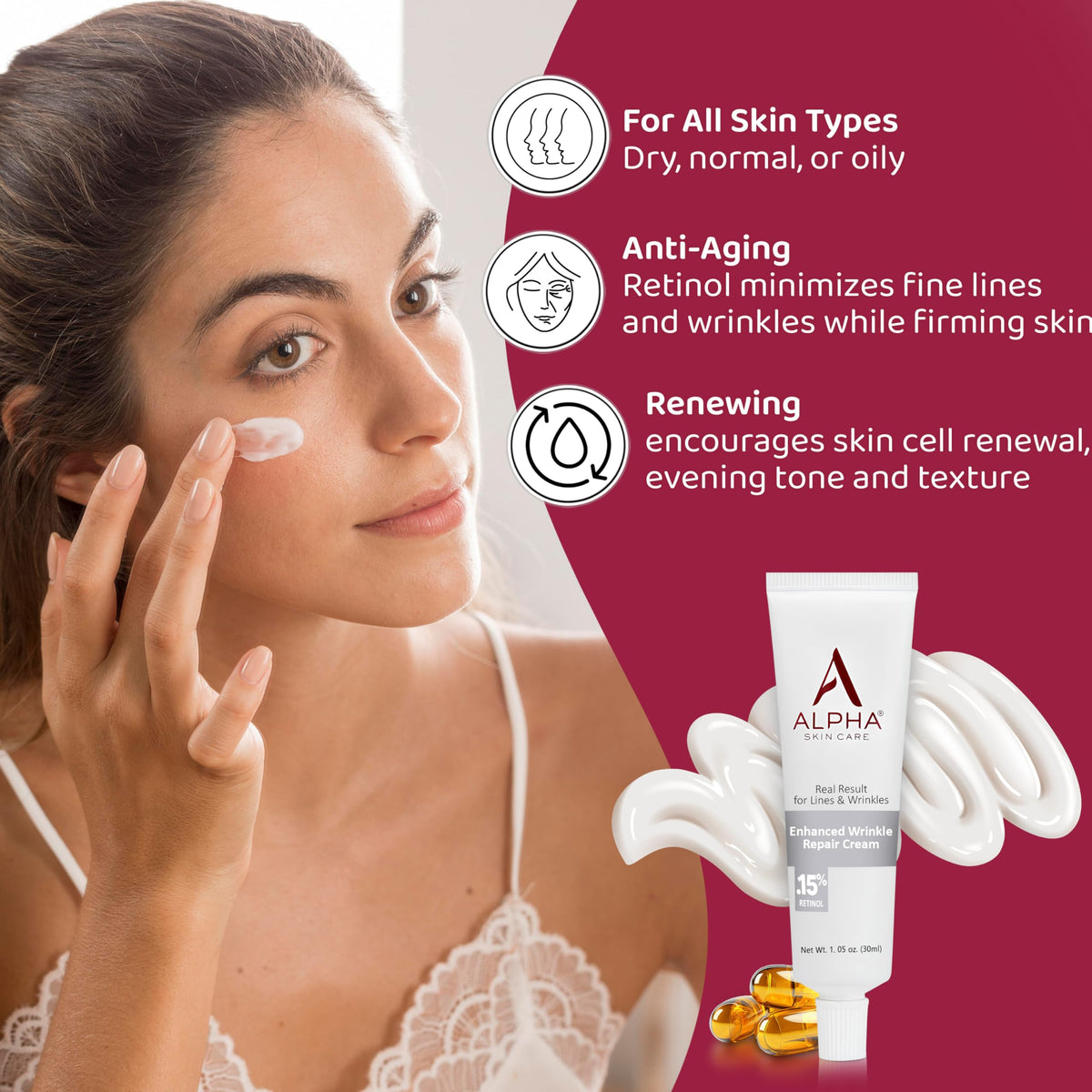 Alpha cream texture swirl demonstrating smooth consistency for easy absorption