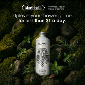 Alpine Provisions bottle in hands during shower demonstrating easy use benefit