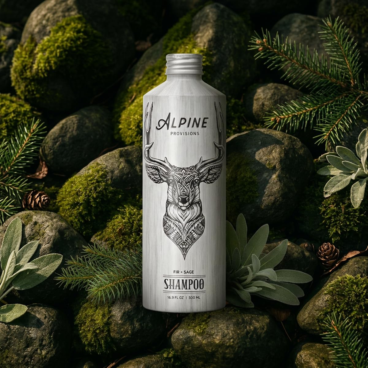 Alpine Provisions in-shower scene conveying refreshing, spa-like experience