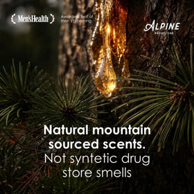 Alpine Provisions lather on loofah showing rich foam and gentle cleanse benefit