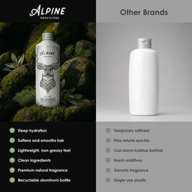 Alpine Provisions bottle on shower shelf invoking spa-like refreshment benefit