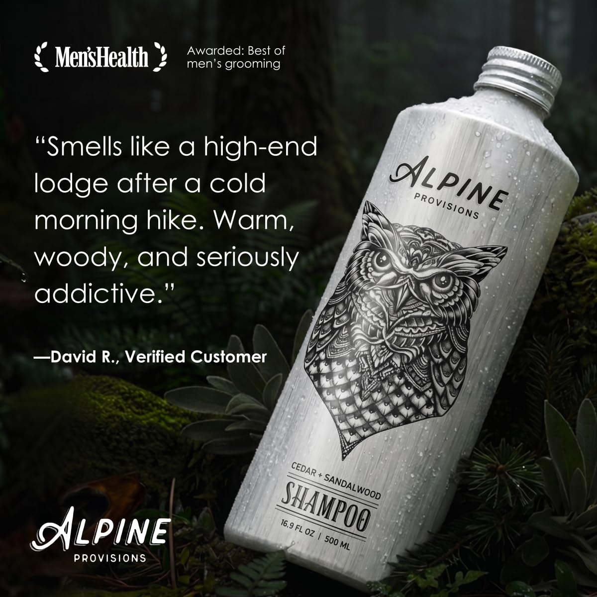 Alpine Provisions pump and label close-up highlighting ingredient claims