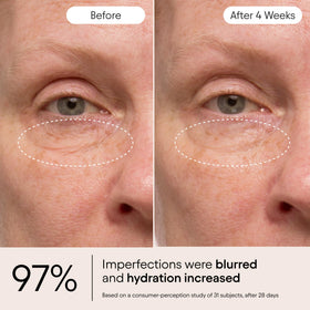 Alpyn Instant Bright Eye open tube dispenser with product dispensed — highlights easy application