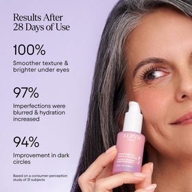 Alpyn Instant Bright Eye peachy-pink swatch on skin — demonstrates immediate color-correcting effect