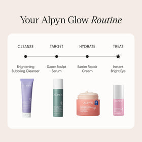 Alpyn Instant Bright Eye jar next to coin for scale — clarifies 0.5 fl oz travel-friendly size